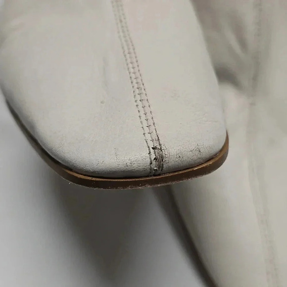 {Zara} Ecru Leather Zippered Boots - Size 39 - Picture 7 of 10